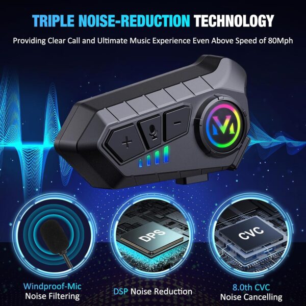 Auricular para casco Bluetooth IPX6 V10 - Image 4